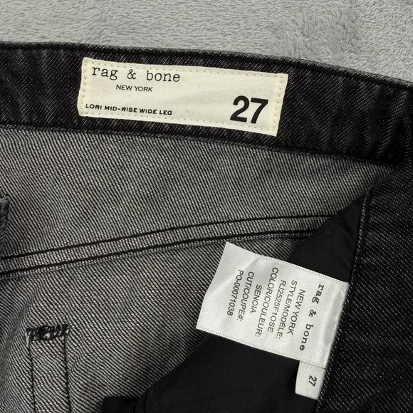 Rag & Bone Lori Mid-Rise Wide Leg Jeans Senoia Black Grey Women's Size 27 NEW - Picture 7 of 16